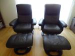 Lot de 2 fauteuils massants electriques cuir noir - Miniature